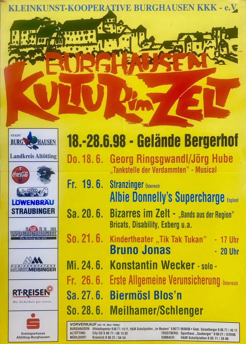 Kultur im Zelt Plakat 1998 Fotos Stadtarchiv © J. Fickert