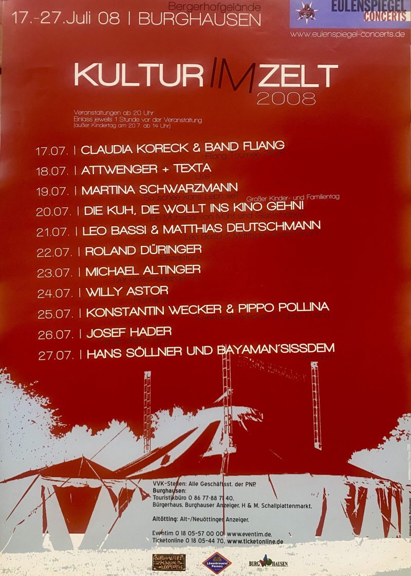 Kultur im Zelt Plakat 2008 Fotos Stadtarchiv © J. Fickert